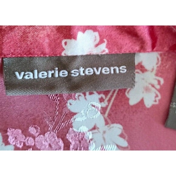 Valerie Stevens Robe Kaftan Size Medium Long Pink Floral Front Zipper Kimono - Picture 3 of 8